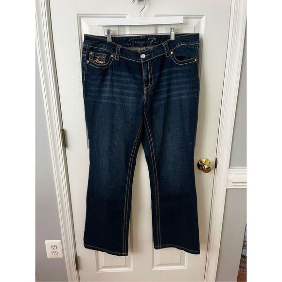 Seven7 Medium Wash Thick Stitch Embellished Bootcut Jeans sz 20 EUC - Picture 1 of 7